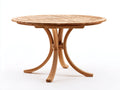 Table de jardin-Ronde en bois teck-140x140x75 cm-Bois naturel-Style contemporain
