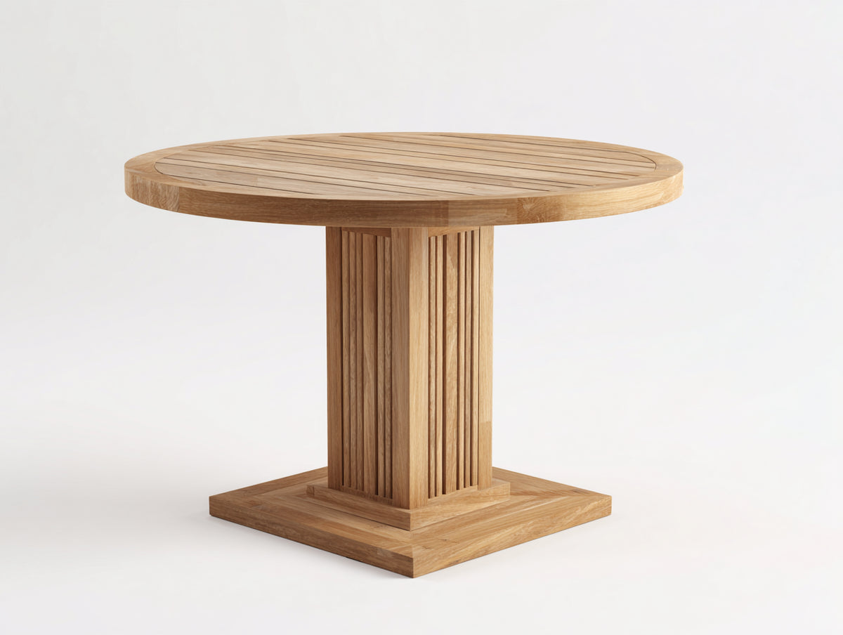 Table de jardin-Bois-150x150x75 cm-Bois naturel-Style contemporain