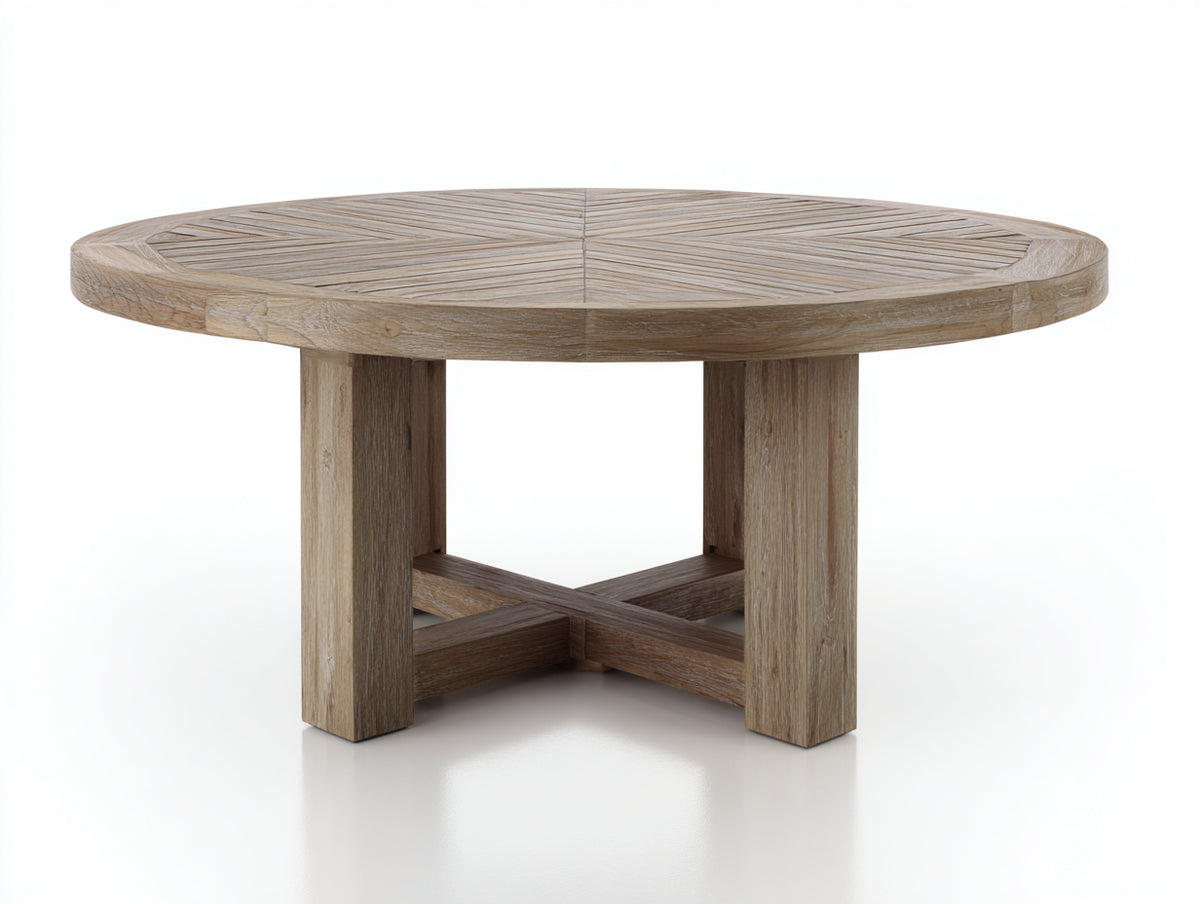 Table de jardin-Bois-180x180x75 cm-Bois naturel-Style contemporain