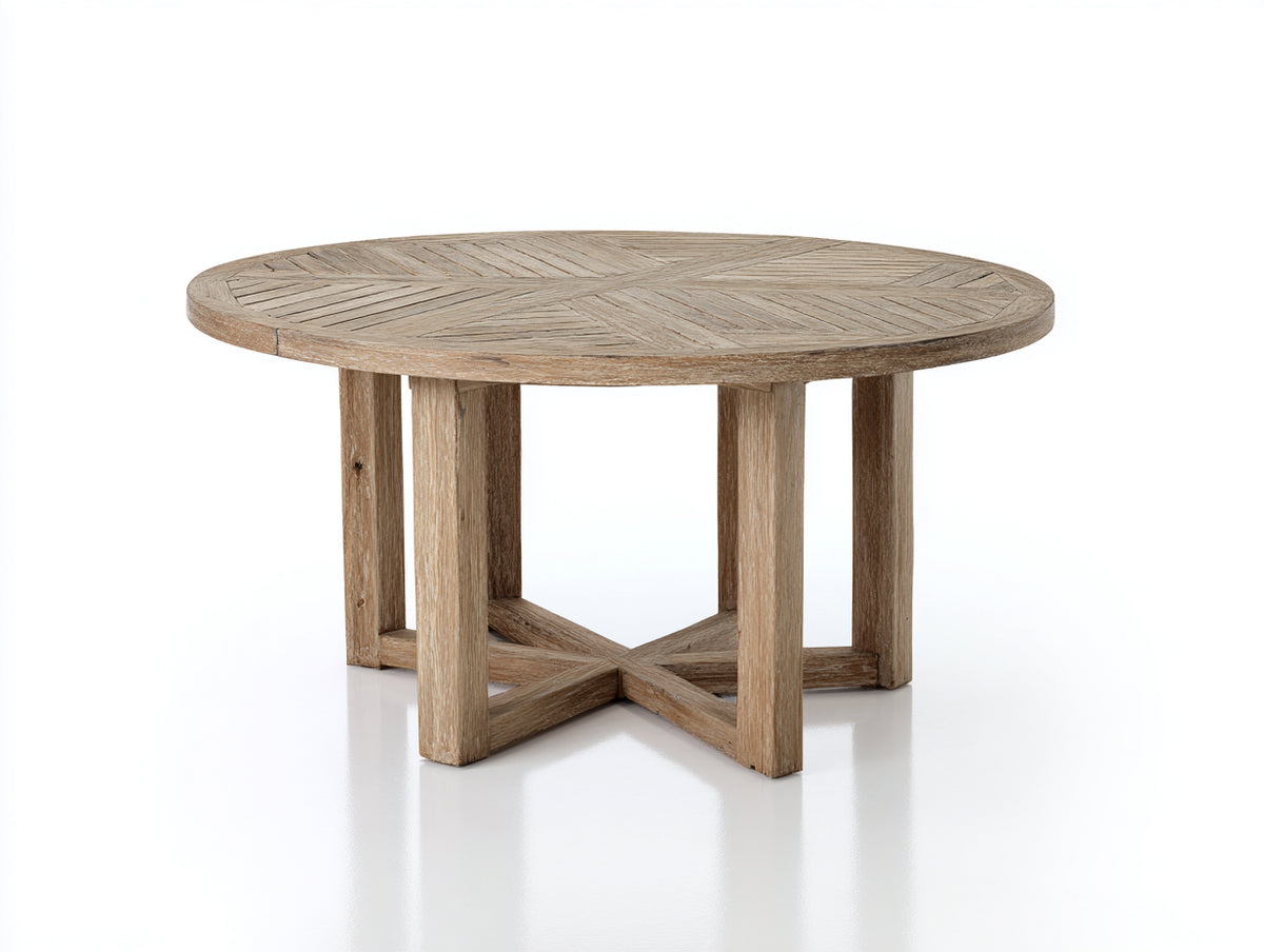 Table de jardin-Bois-150x150x75 cm-Bois naturel-Style contemporain