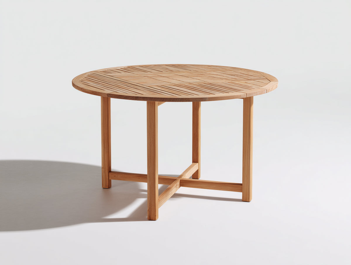 Table de jardin-Bois-140x140x75 cm-Bois naturel-Style contemporain