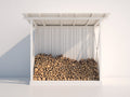 Abri à bûches-Bois-120x60x120 cm-Blanc-Rustique