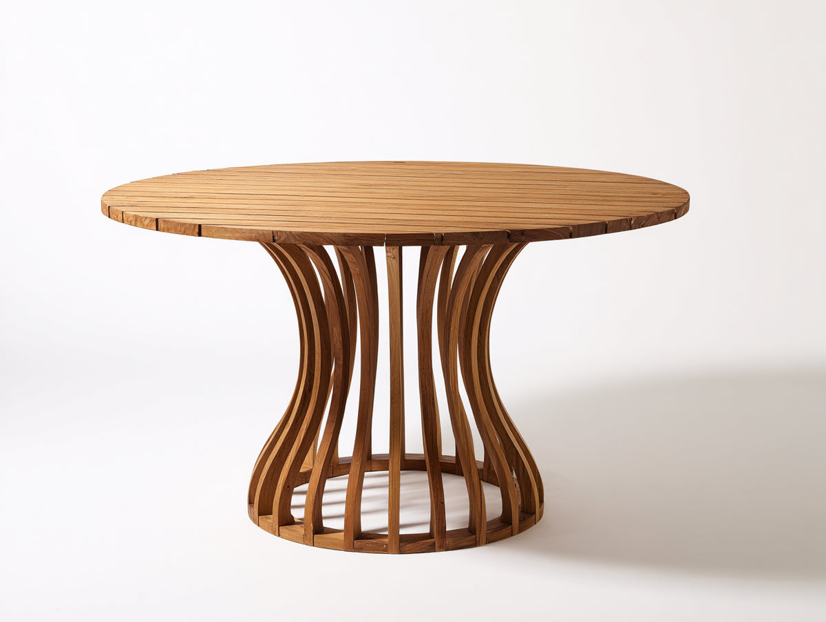 Table de jardin-Bois teck-170x170x75 cm-Bois naturel-Style contemporain