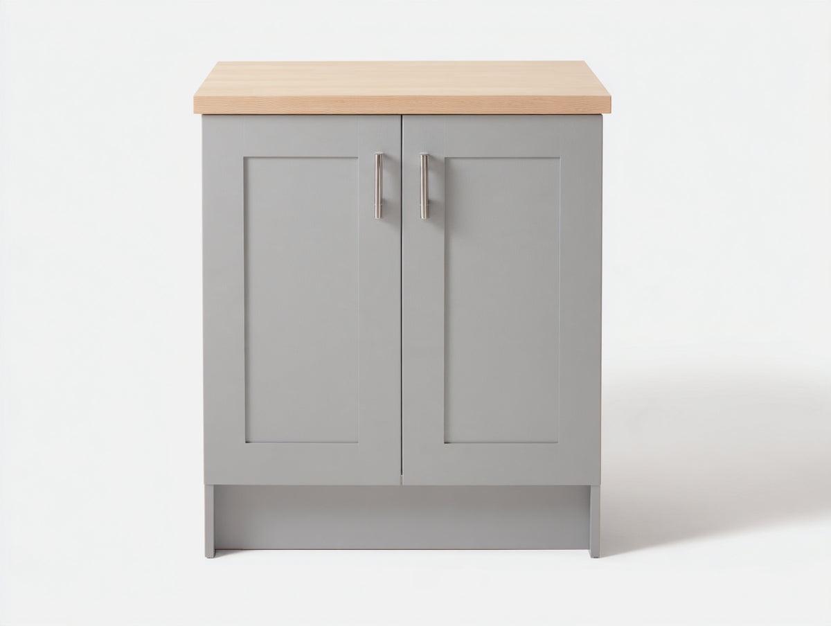 Buffet - Bois-panneaux de bois - 70 x 35 x 85 cm - Gris clair-Bois naturel - Style moderne