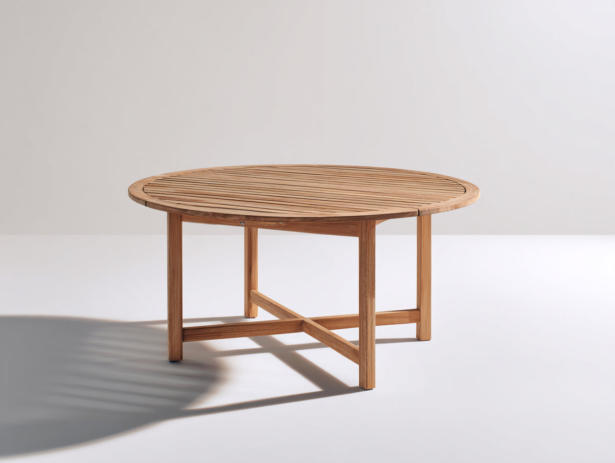 Table de jardin-Bois-160x160x75 cm-Bois naturel-Style contemporain