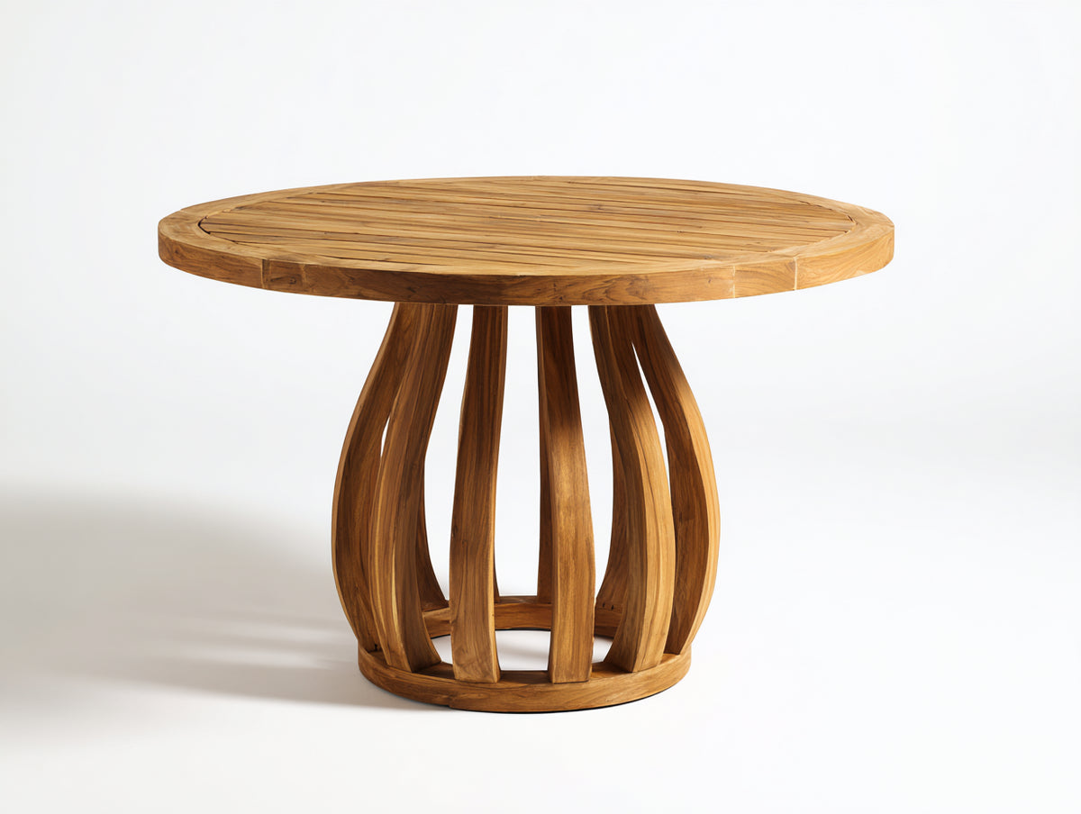 Table de jardin-Bois teck-150x150x75 cm-Bois naturel-Style contemporain