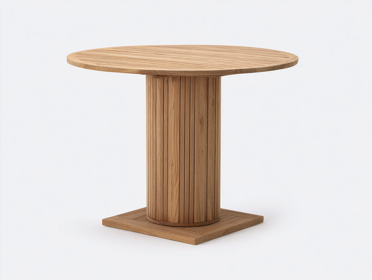 Table de jardin-Bois-140x140x75 cm-Bois naturel-Style contemporain