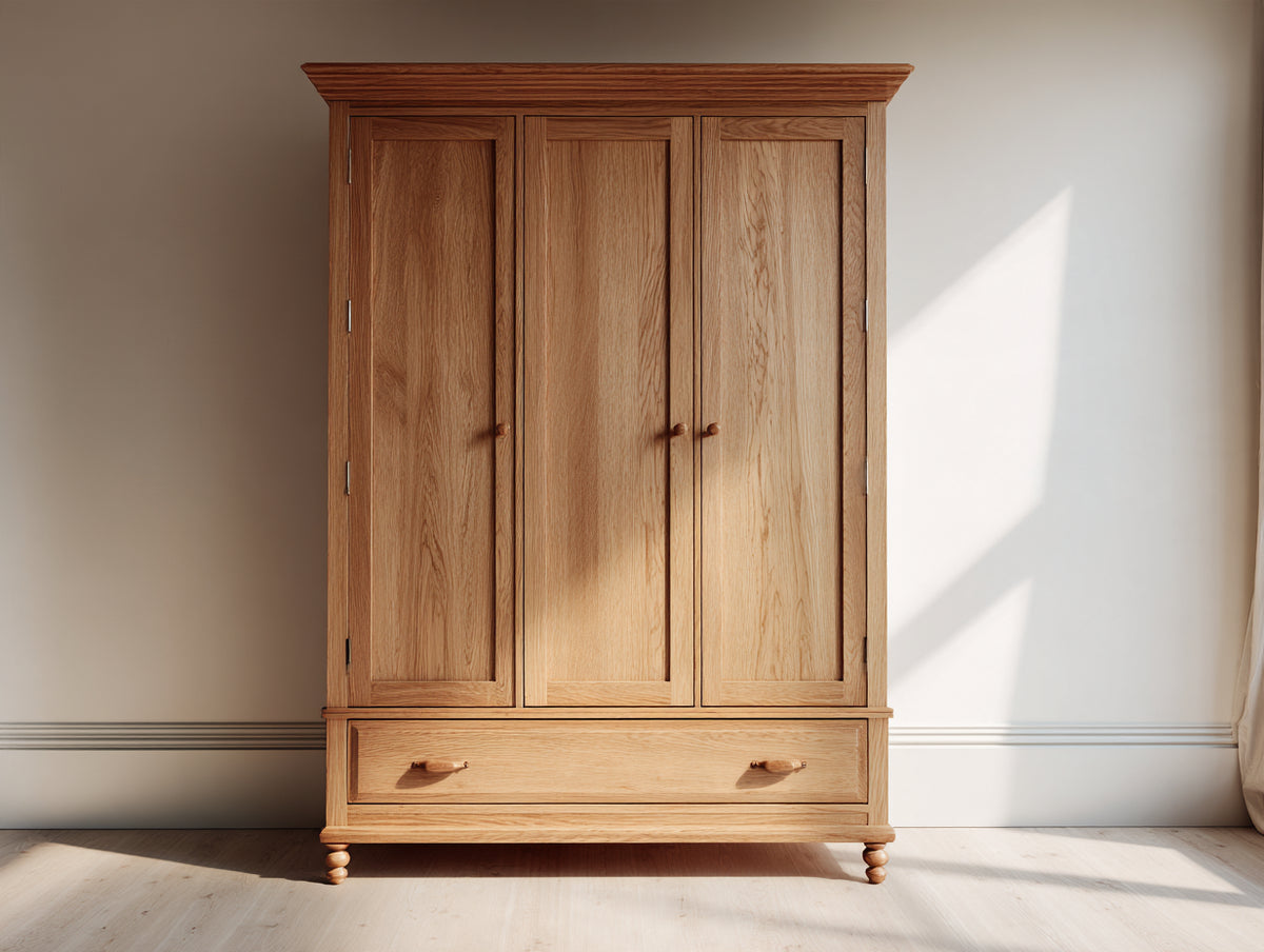 Armoire-Bois-140x55x200 cm-Chêne naturel-Classique