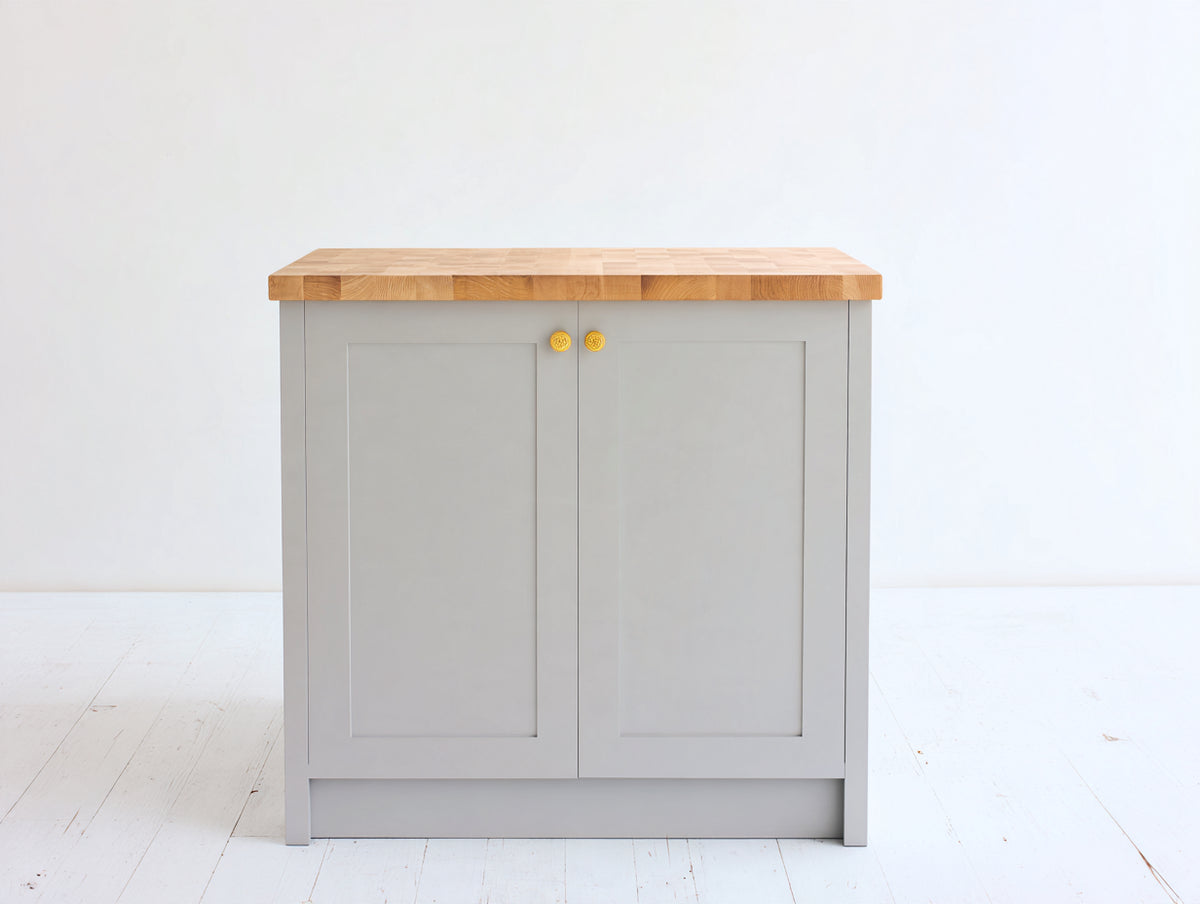 Buffet - Bois-panneaux de bois - 80 x 40 x 85 cm - Gris clair-Bois naturel - Style contemporain