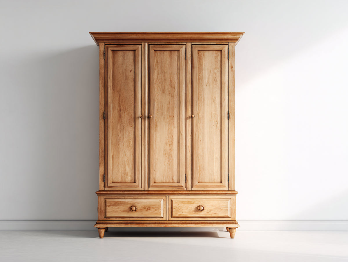 Armoire-Bois-145x55x200 cm-Chêne naturel-Traditionnel