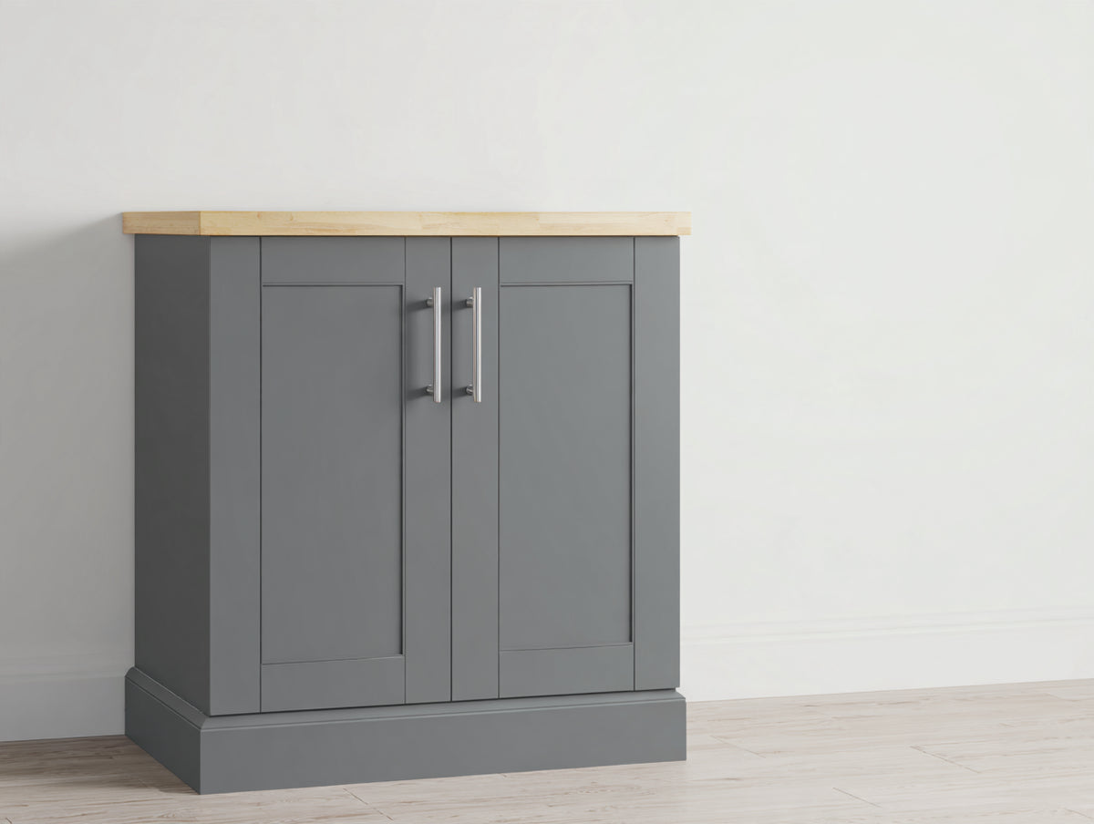 Buffet - Bois-panneaux de bois - 80 x 35 x 85 cm - Gris foncé-Bois naturel - Style contemporain