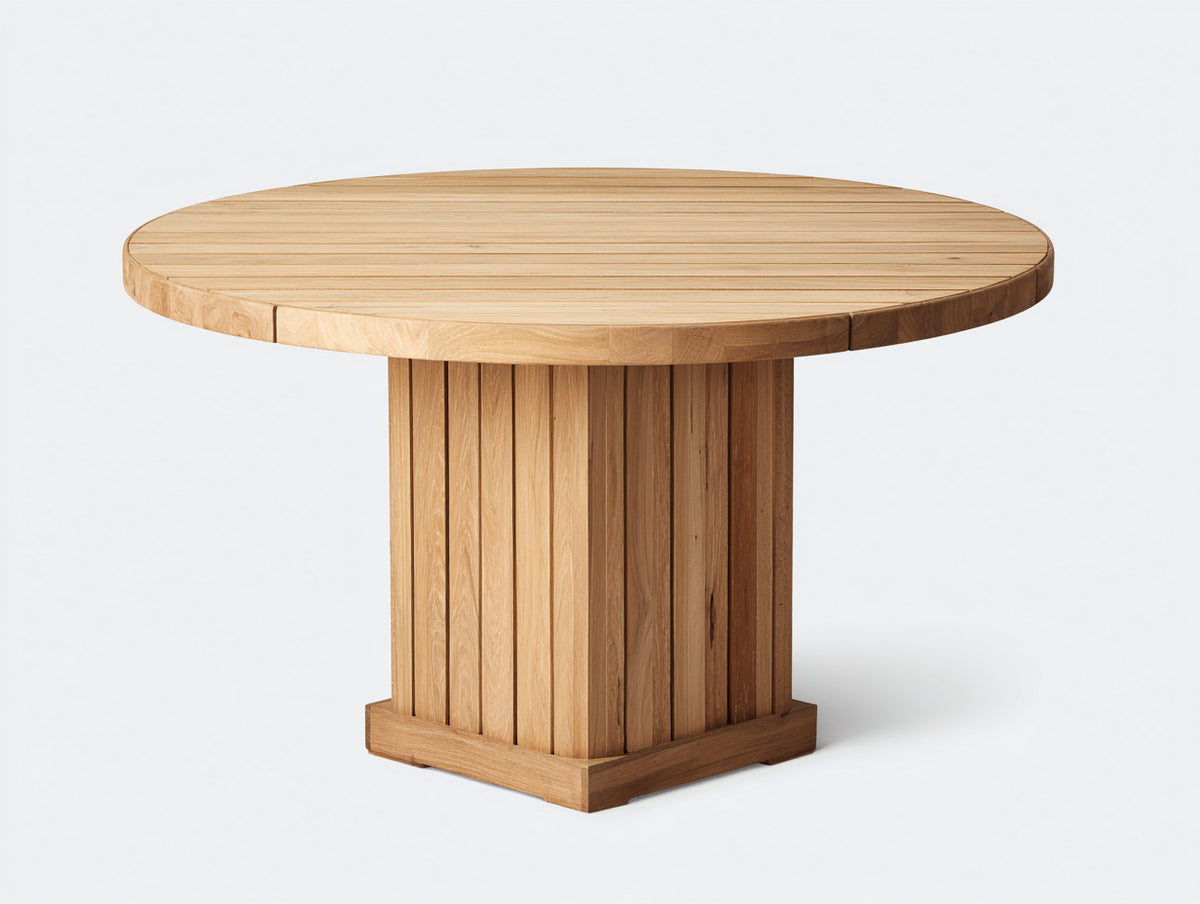 Table de jardin-Bois-180x180x76 cm-Bois naturel-Style contemporain