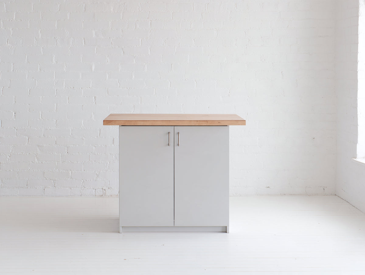 Buffet - Bois-panneaux de bois - 80 x 40 x 85 cm - Gris clair-Bois naturel - Style minimaliste